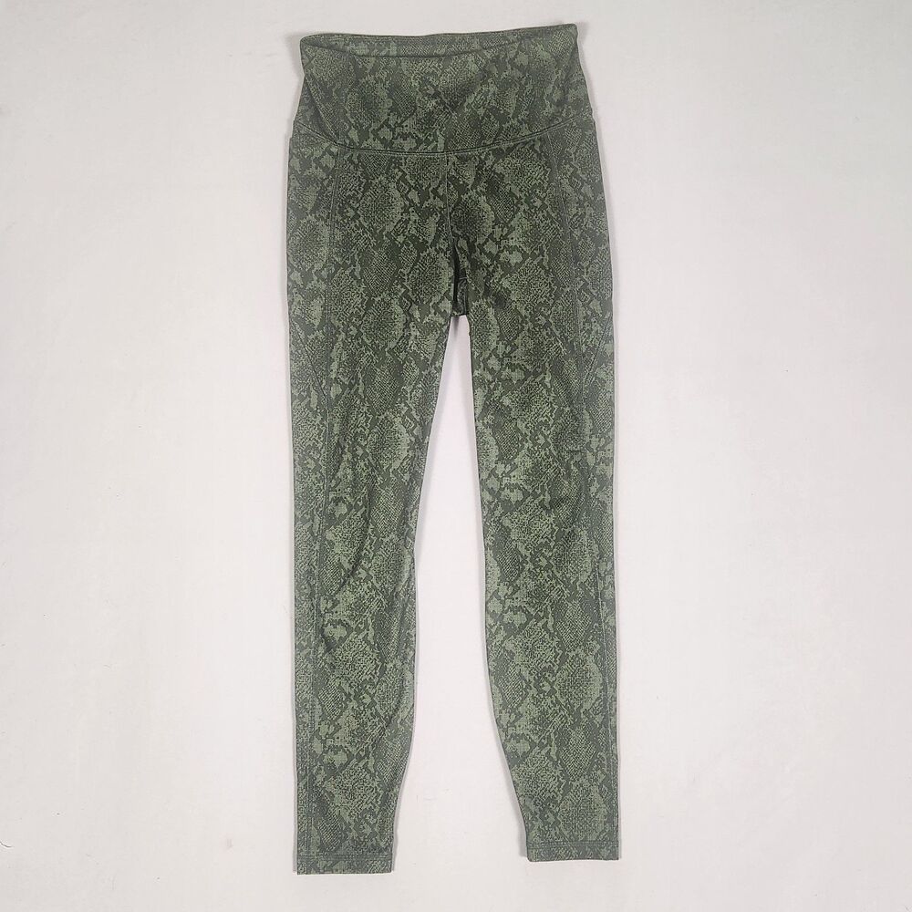 All In Motion Green Snakeskin Leggings Womens Small High Rise Active Yoga